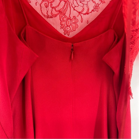 Vintage Marchesa Made In USA Red Lace Overlay Midi Dress Sz 2 Elegant Cocktail - Picture 6 of 11